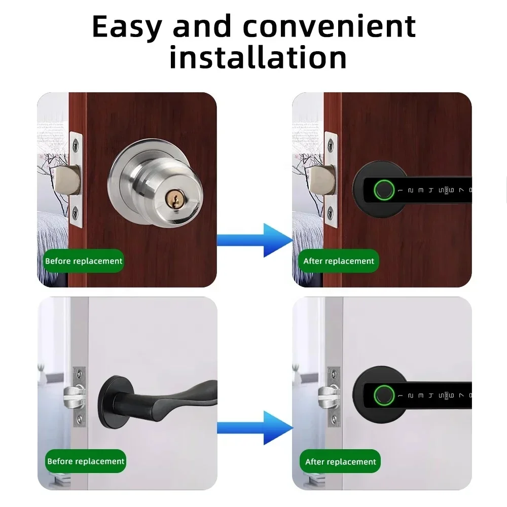 Tuya aleación bluetooth contraseña huella digital tarjeta ic llave rfid sin llave manija de palanca de puerta inteligente cerradura