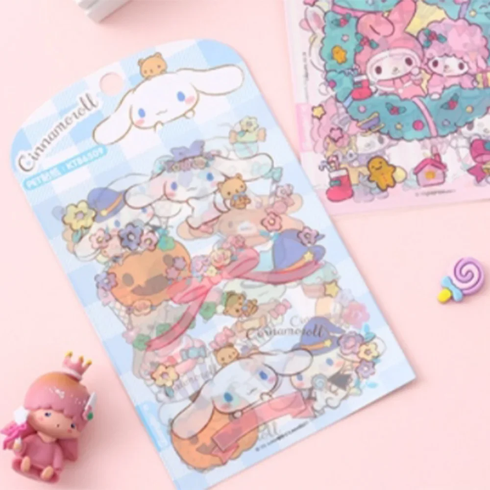 อะนิเมะ Sanrio อุปกรณ์ต่อพ่วง Kawaii น่ารัก Kuromi paster การ์ตูน DIY นักเรียนไดอารี่วัสดุตกแต่งเคสโทรศัพท์มือถือของขวัญเทศกาล