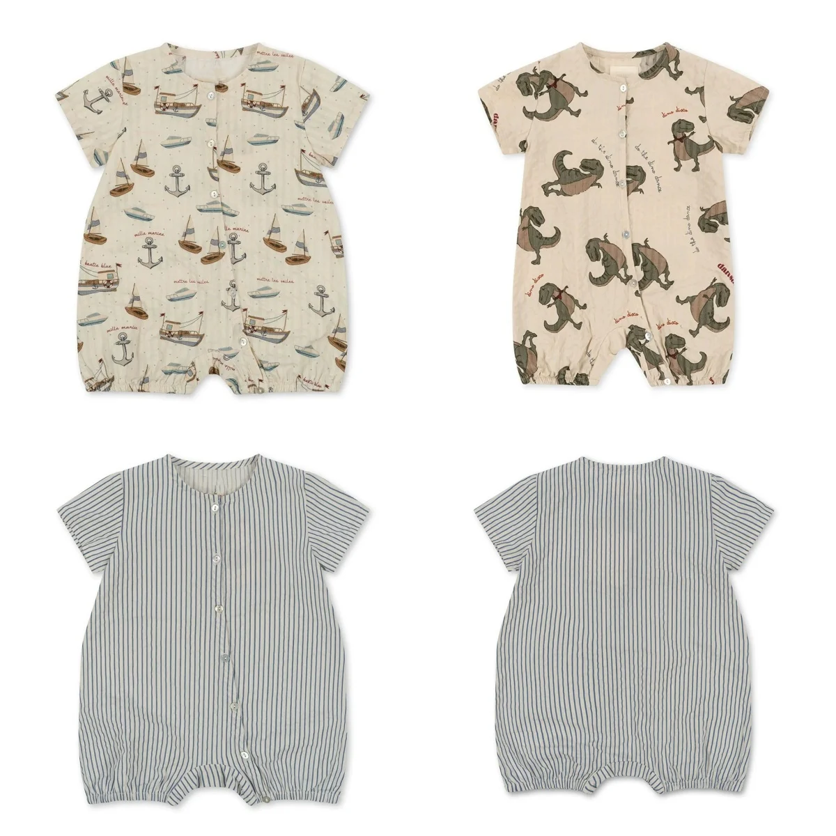 2026 Summer New Children's Clothing  Dinosaur Series Short Sleeve Romper Suit Vest Half Skirt Dress Climbing Clothing
