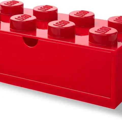Red LEGO 8-Stud Storage Brick, Desk Drawer Organizer, Stackable Tabletop Box, 12.4x6.2x4.4 inches