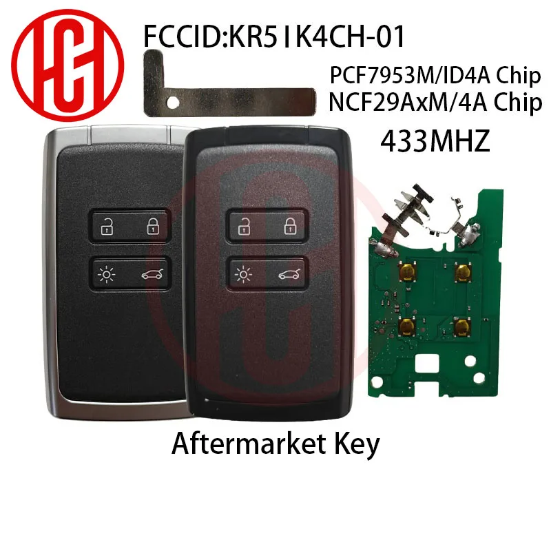 Chiave originale per auto KR5IK4CH-01 NCF29AxM 4A Chip 433MHz Chiave per auto aftermarket PCF7953M/NCF29AxM per Renault Megane IV Kadjar Clio5