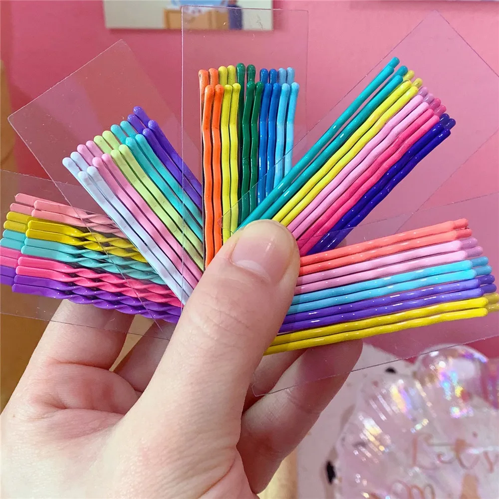 10Pcs/Lot Rainbow Color 5.5cm Bobby Pin Barrette Salon Grip Clip Hairpins Hairstyle Styling Metal Hairgrip Barrette Accessories