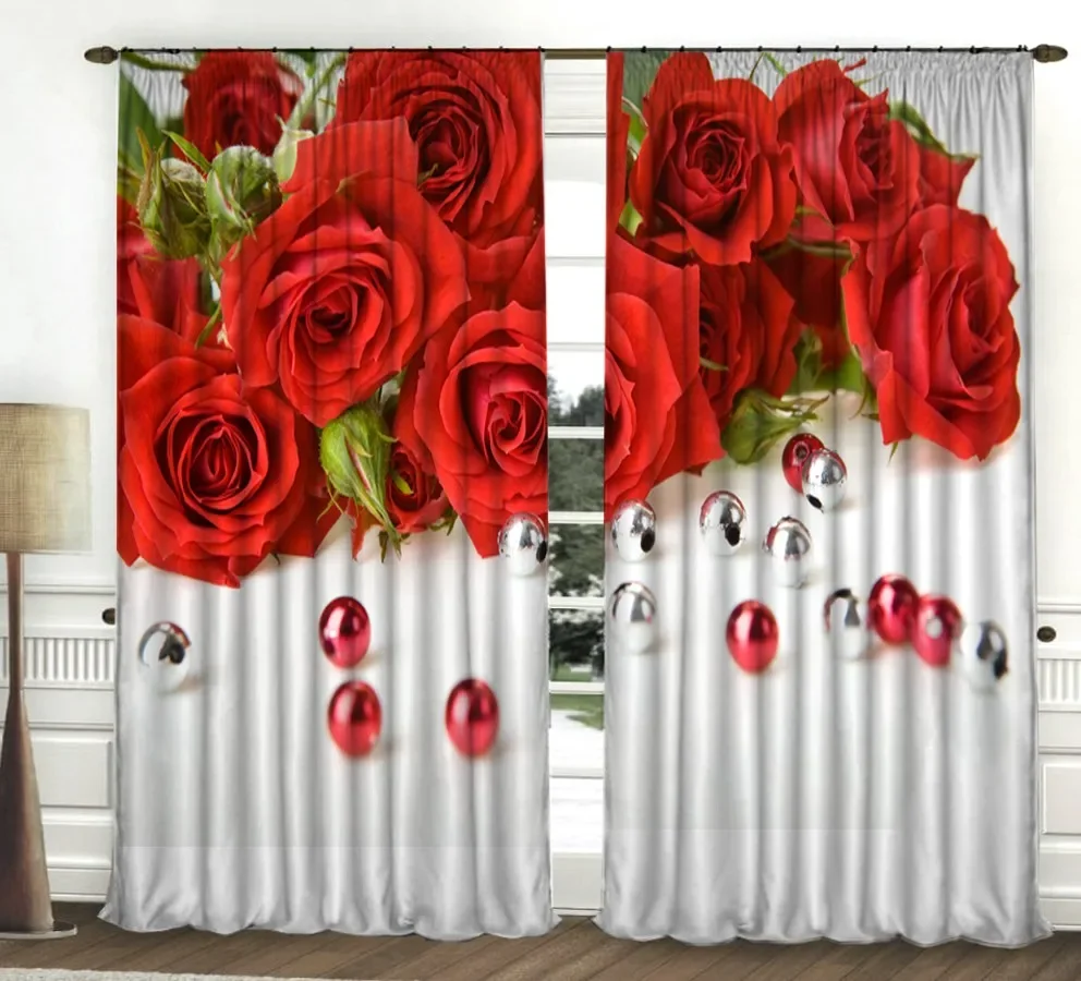 Customize Bouquet Floral Poppy Design Flower Drape Thin Window Curtains for Living Room Bedroom Home Decor Free Shippig 2 Pieces