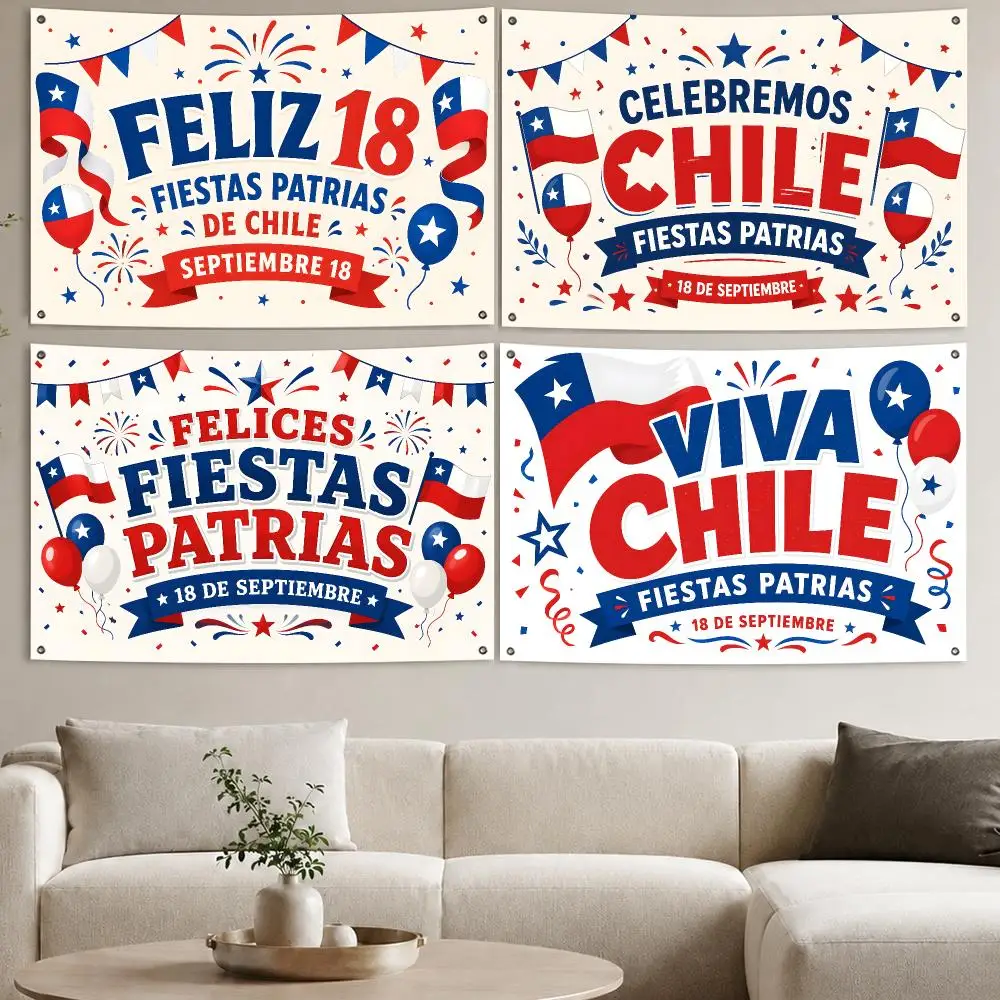 18. September Chile Festival Flaggen Ästhetischer Wandteppich Bedruckter Wandbehang Wohnzimmer Party Outdoor Dekoration