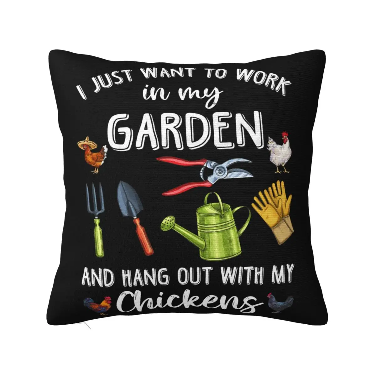 I Just Want To Work In My Garden And Hang Out With My Chickens Funny Hip-Hop Rap Tops Hipster Movie Pillow Case