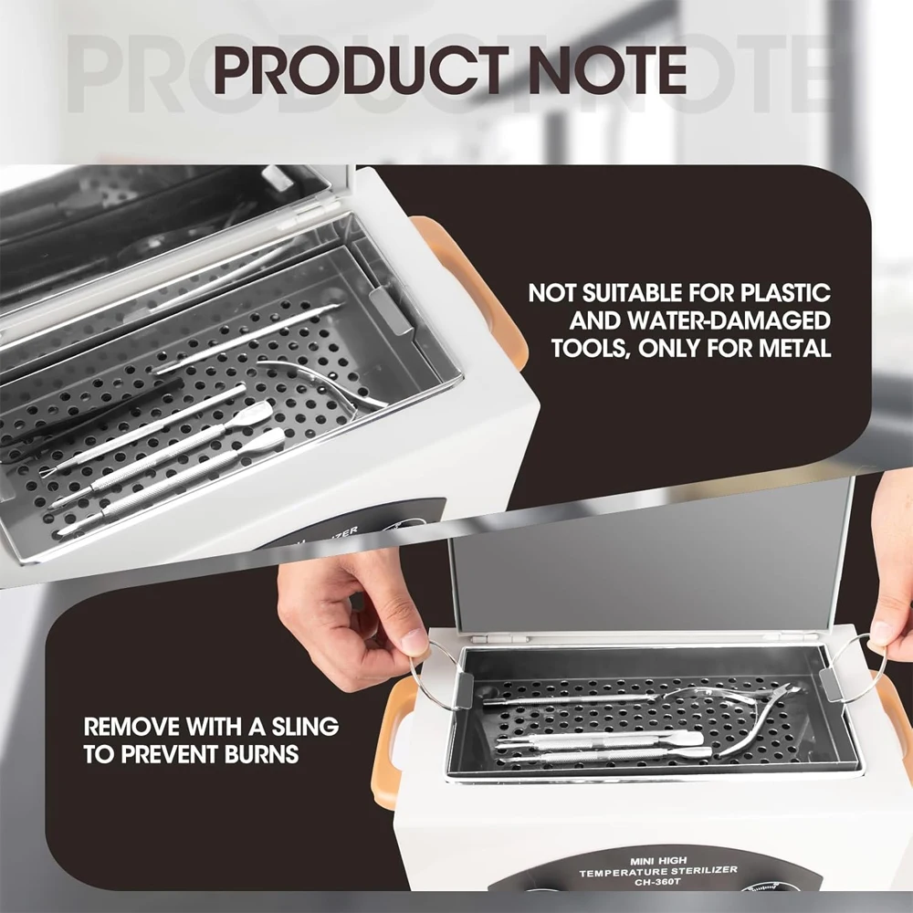 300Wネイルツール高温洗浄ボックス1.5Lタイマー付き乾熱滅菌器、雑貨美容ヘアメタルツール用ハンドル付き