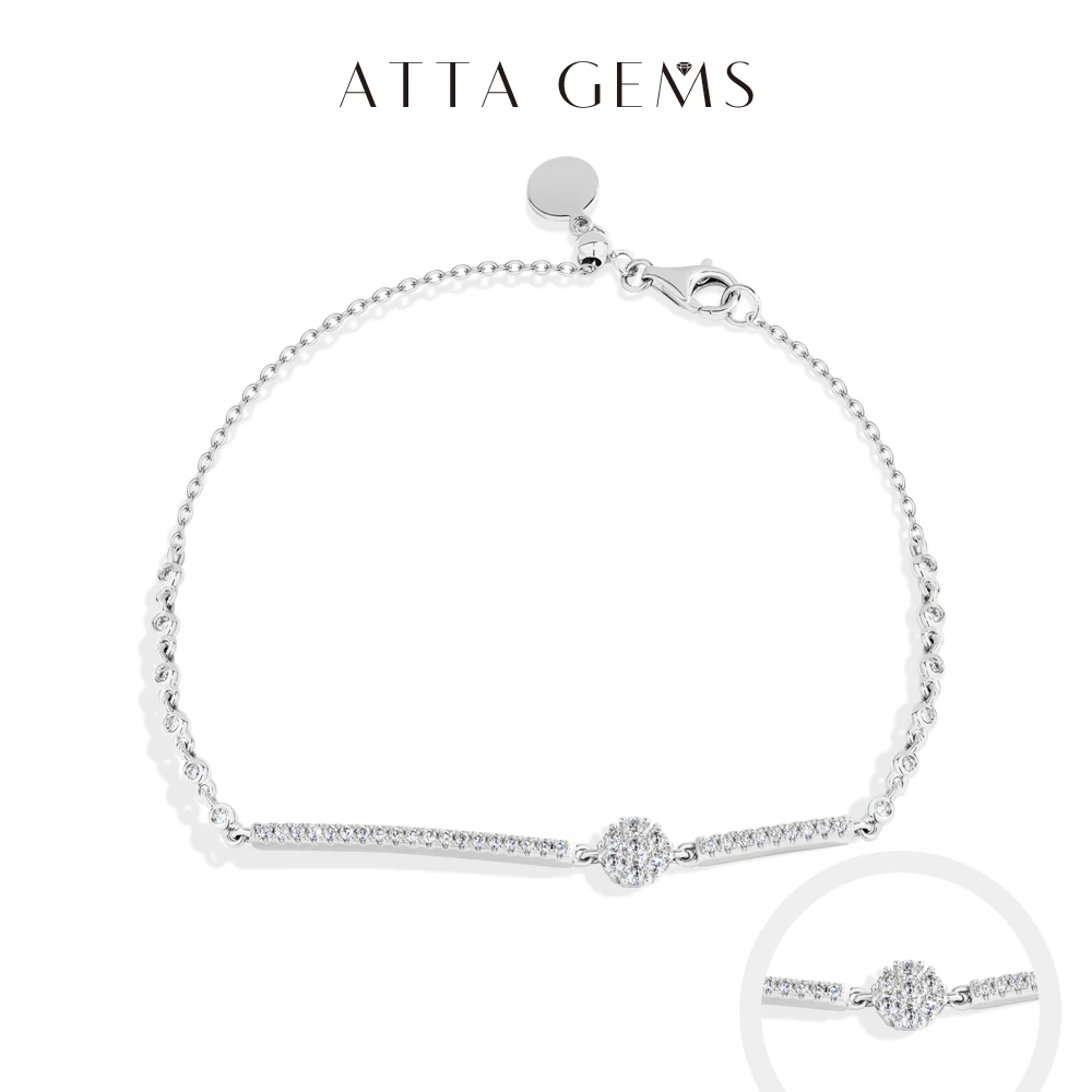 ATTAGEMS Full Moissanite Bracelets Original S925 Sterling Silver Adjustable Women’s Bracelet Simple Fine Jewelry Birthday Gifts