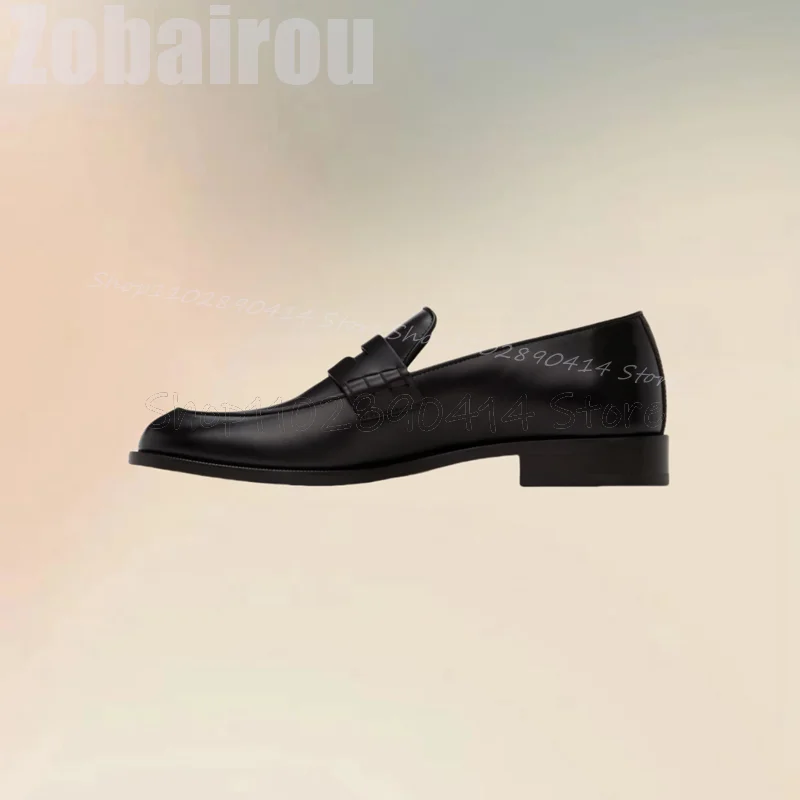 Zwart mat leer holle riem ontwerp loafers mode slip op heren schoenen luxe handgemaakte feestbanket kantoor heren casual schoenen