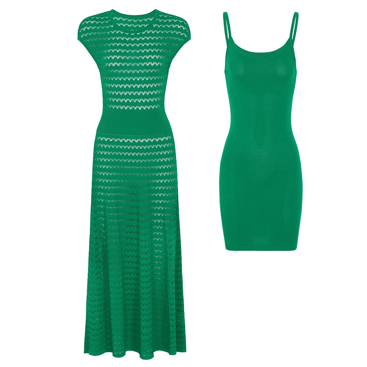 26145 Bestseller Damen Ärmelloses Strickkleid Exquisites Hohlstickerei-Blumenmuster Rundhals Mode Sommer-Outfit