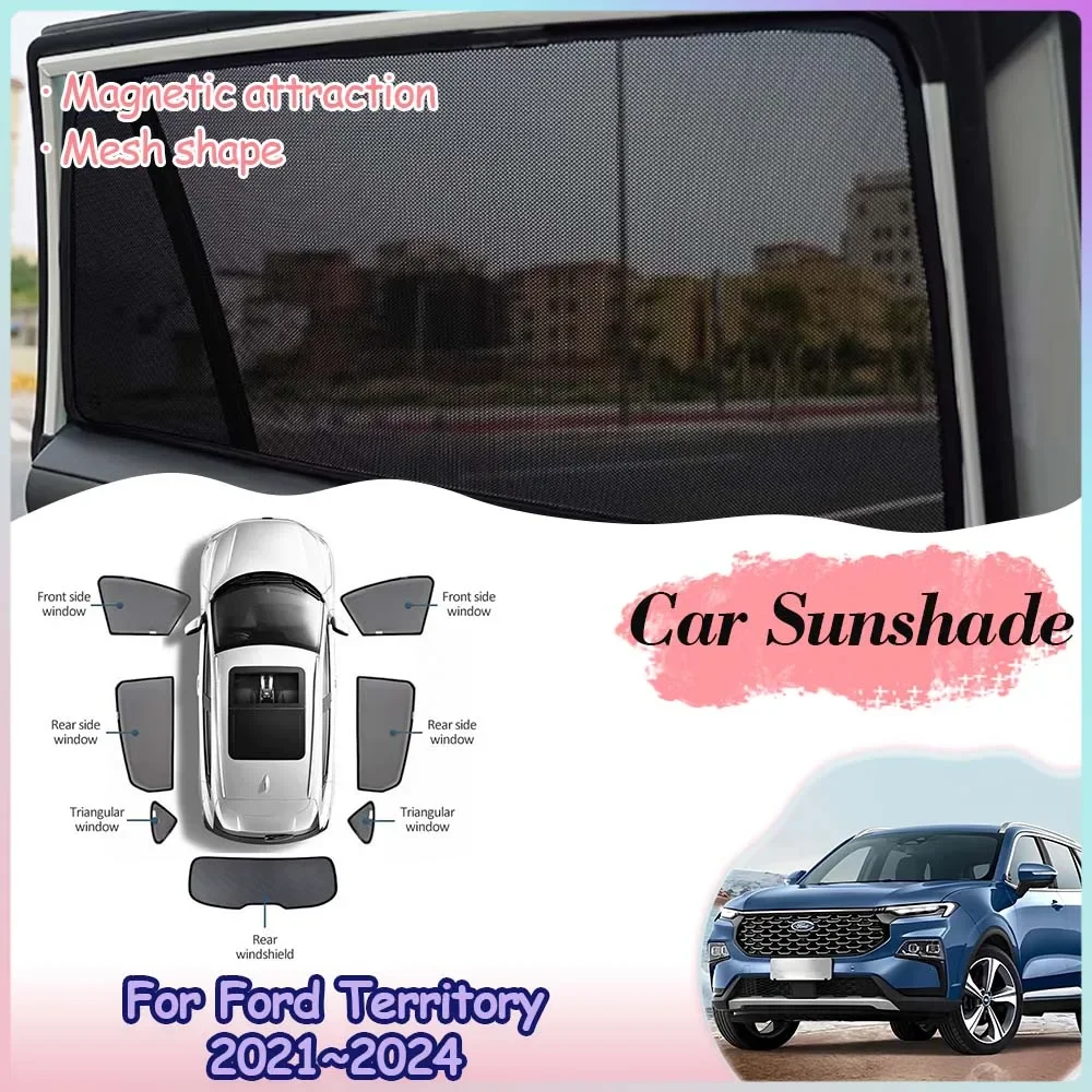 Car Magnetic Sunshades for Ford Territory Equator Sport 2021~2024 Side Window Sun Visor Mesh Rear Windshield Curtain Accessories