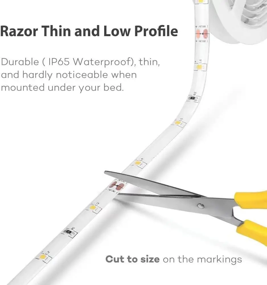 Taśma LED z czujnikiem ruchu XIAOMI, 4M, 3 kolory, lampka nocna, bateria 2000mAh, ładowalna, do pokoju, łóżka, kuchni, szafek.