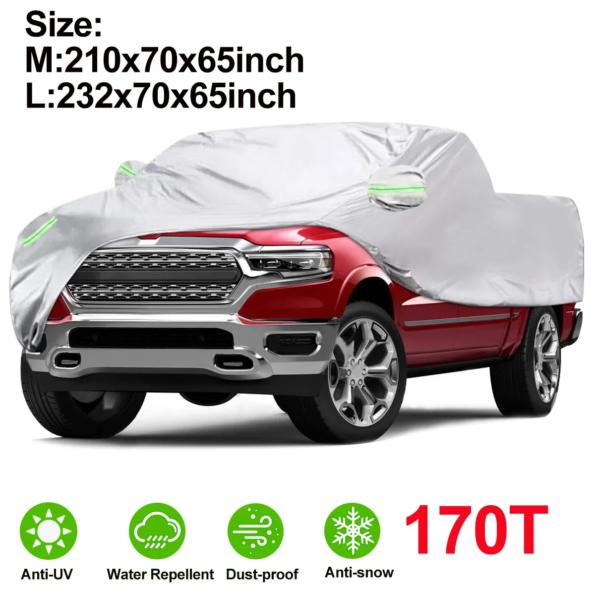 for  All Season Car Cover for Pickup Truck Against Dust Debris Windproof UV Car Protect 170T Replacement for Ford Rapto