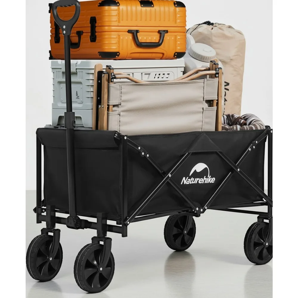 

Foldable Wagon Cart with Wheels, Heavy Duty Portable Garden Cart for Camping Grocery Shopping Sports Outdoor