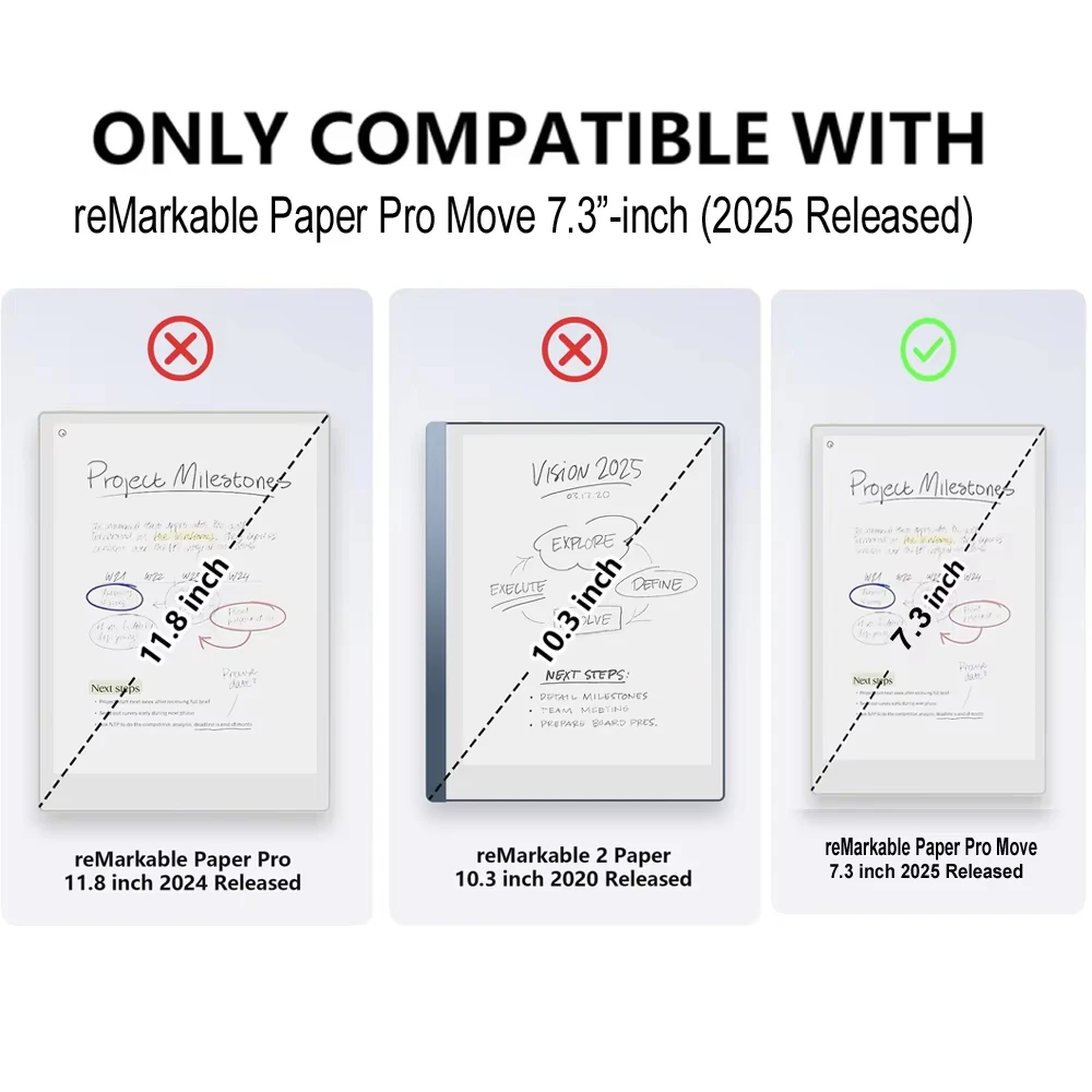 حافظة لهاتف ReMarkable Paper Pro Move 7.3 بوصة 2025 غطاء حماية رفيع مغناطيسي مع مشبك قلم للنوم/الاستيقاظ التلقائي