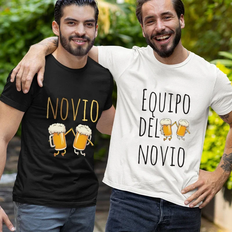 Fidanzato spagnolo Evg Team Groom Man T Shirt Single addio manica corta Tees addio al celibato Tshirt Wedding Beer Graphic Tops