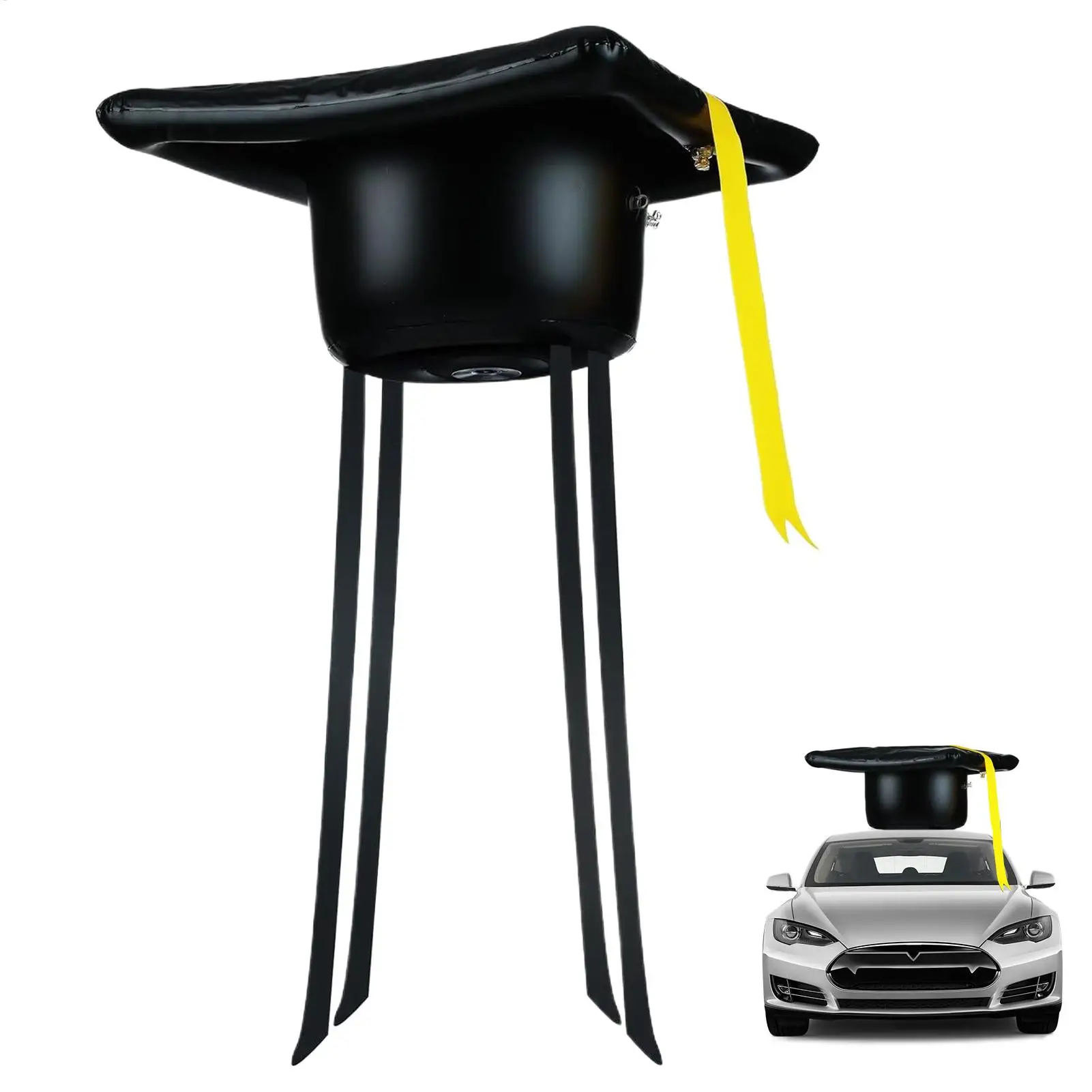 

Водонепроницаемая надувная шапка выпускника с длинными лентами для украшения автомобиля, аксессуар для экстерьера автомобиля