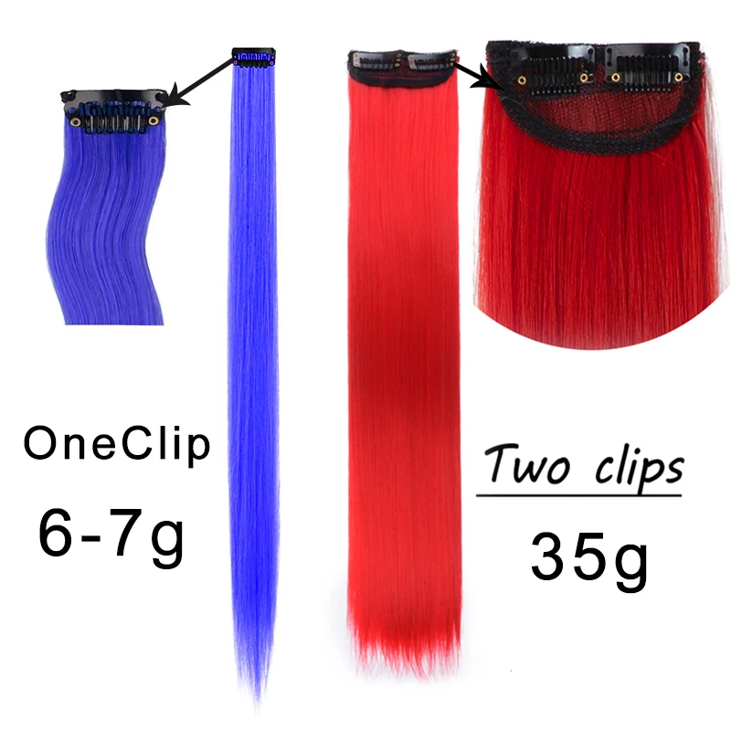 16Clips Colored Party Highlights Colorful Clip in Hair Extensions 22 inch Straight 13Packs Synthetic Hairpieces for Kids Girls