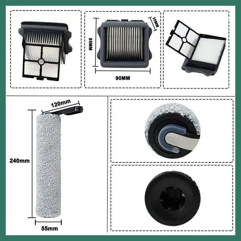 For Tineco Floor ONE S5 / S5 Pro Cordless Wet Dry Vacuum Cleaner Accessories HEPA Filter And Soft Roller Brush Spare Parts Kits