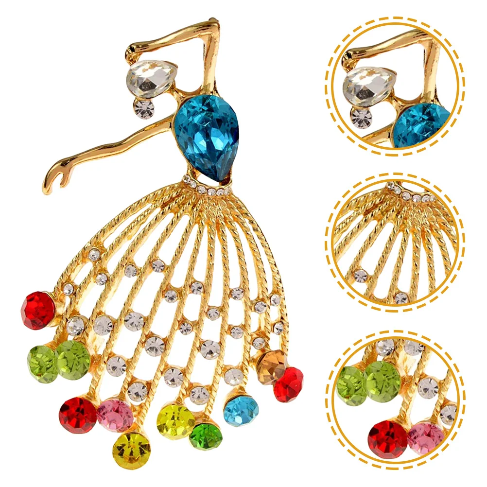 

Fashion Rhinestone Brooch Pin Dancing Girl Design Elegant Lapel Pin for Women Clothes Brooches for Women Brooch Clips