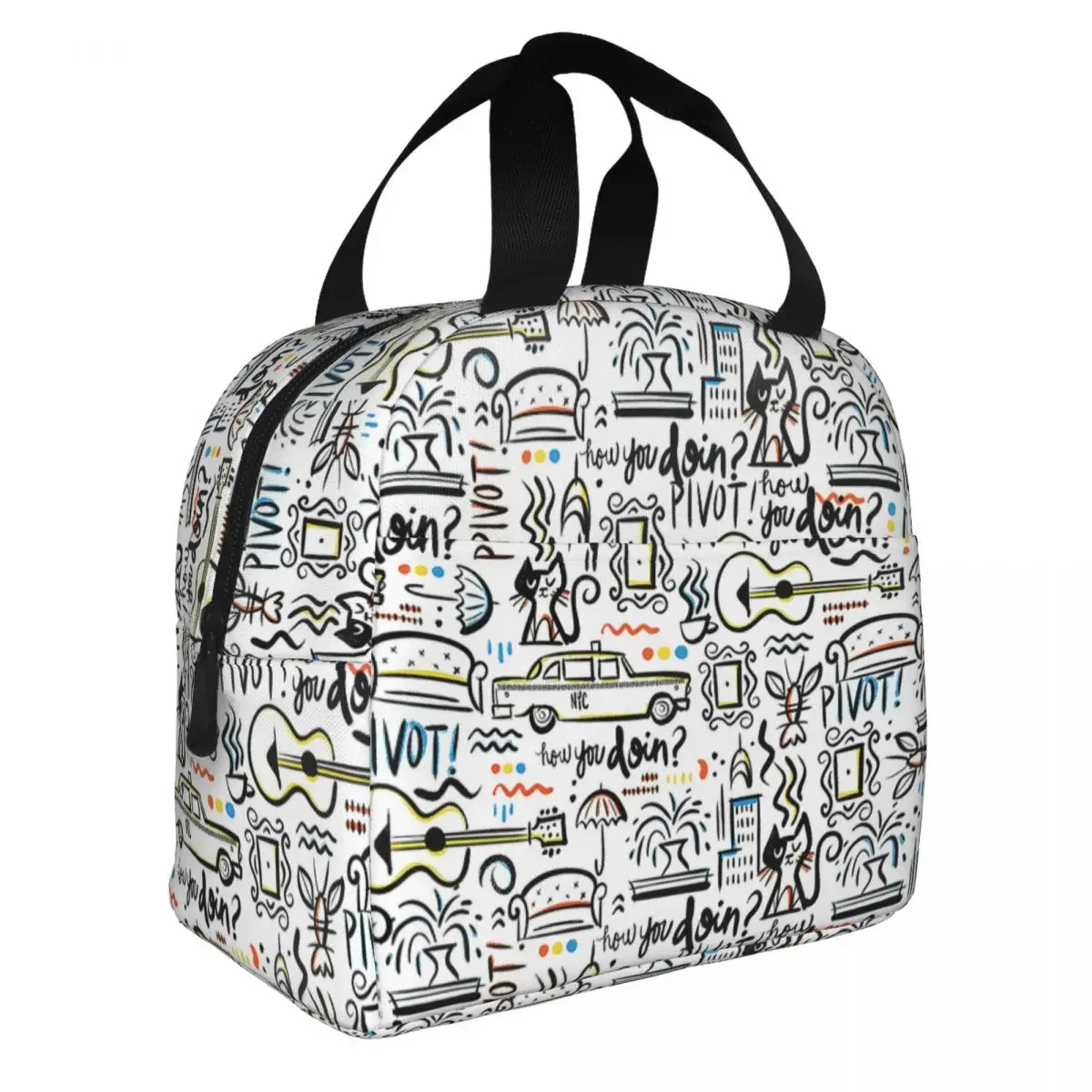 Friends TV Show Insulated Lunch Bags Cooler Bag Reusable Cartoon Graffiti Large Tote Lunch Box Food Bag Work Travel