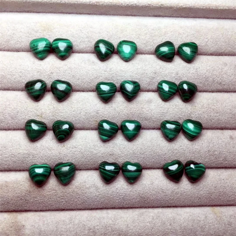 Natural Malachite Heart Stud Earrings For Women Elegant Temperament Holiday Fashion Healing Jewelry Gift1pair