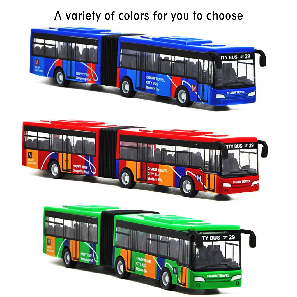 ダブルセクションプルバックカーバス子供のおもちゃモデルシミュレーション車両幼児の誕生日プレゼント親子インタラクティブ