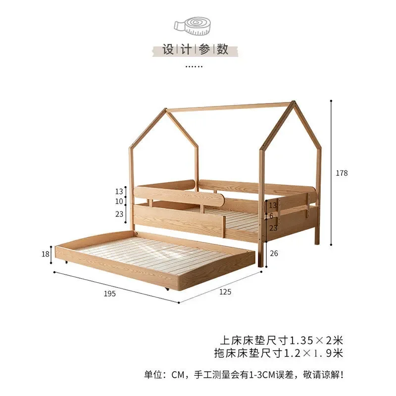 Cama de casa voadora de madeira maciça para crianças, cama mãe e filho de dupla camada, beliche de apartamento pequeno multifuncional