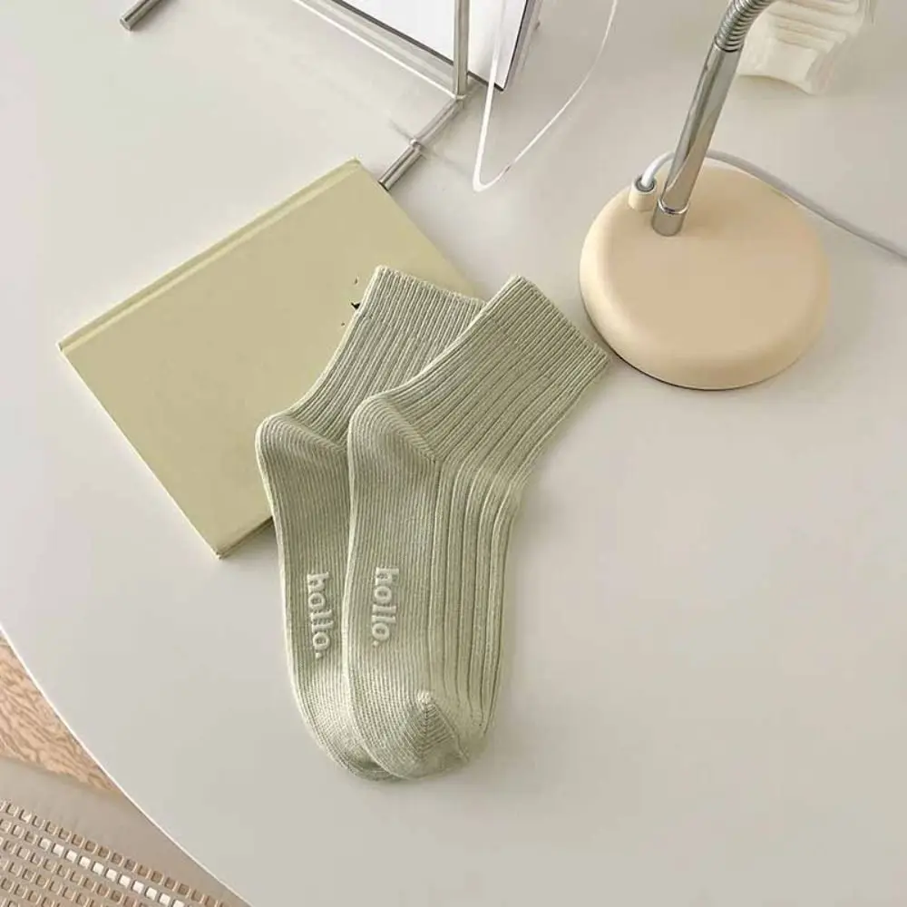 10Pairs Fashion Candy Color Mid-calf Socks Breathable Female Hosiery Mid Tube Socks Simple Sweet Socks Women Girl