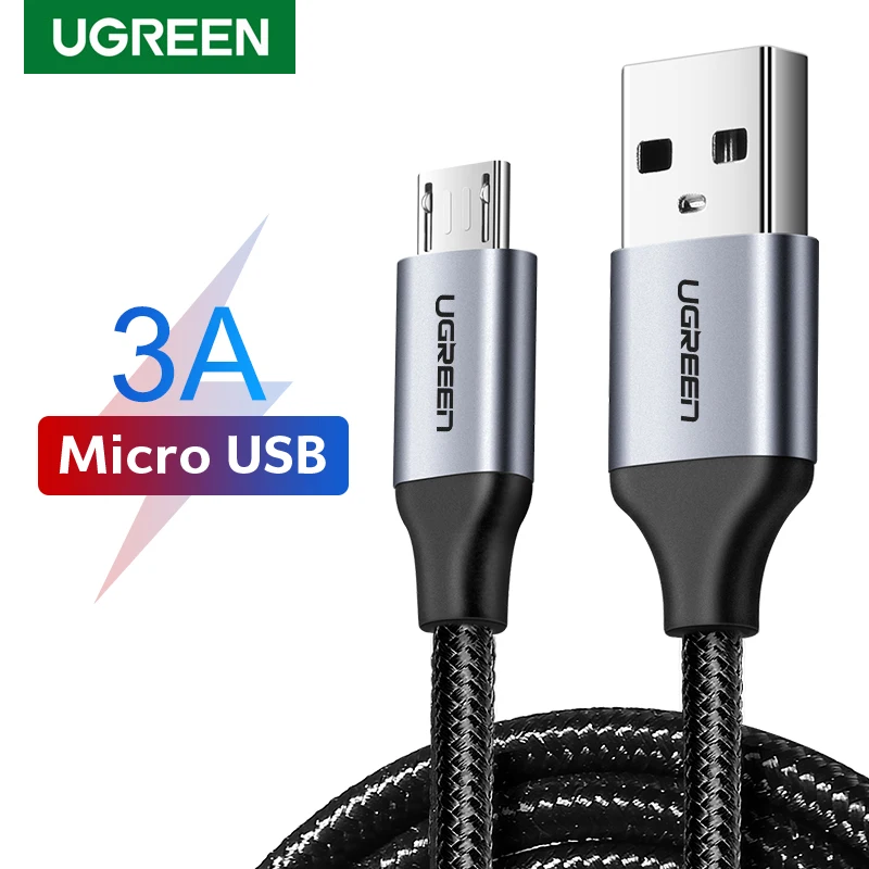 Ugreen QC3.0 Micro USB Cable 3A Fast Charging USB Cable for Xiaomi Samsung Oneplus Android Data Wire Mobile Phone Charger Cord