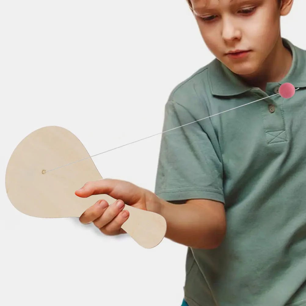 

10 Pcs Hand Painted Wooden Racket Kids DIY Coloring Paddle Ball Toy Wooden Graffiti Game Set Toddler Paint Activities