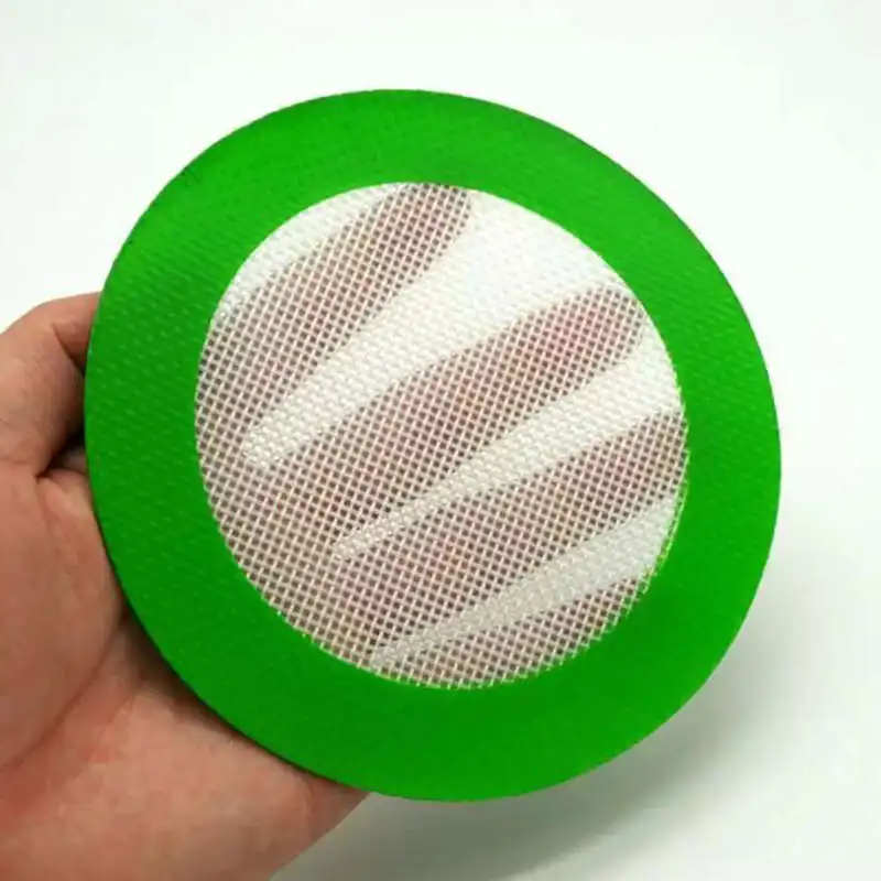 Green Round shape Silicone Mats Wax Non-Stick Pads Silicon Dry Herb Mat Food Grade Baking Mat Dabber Sheets Jars Dab Pad