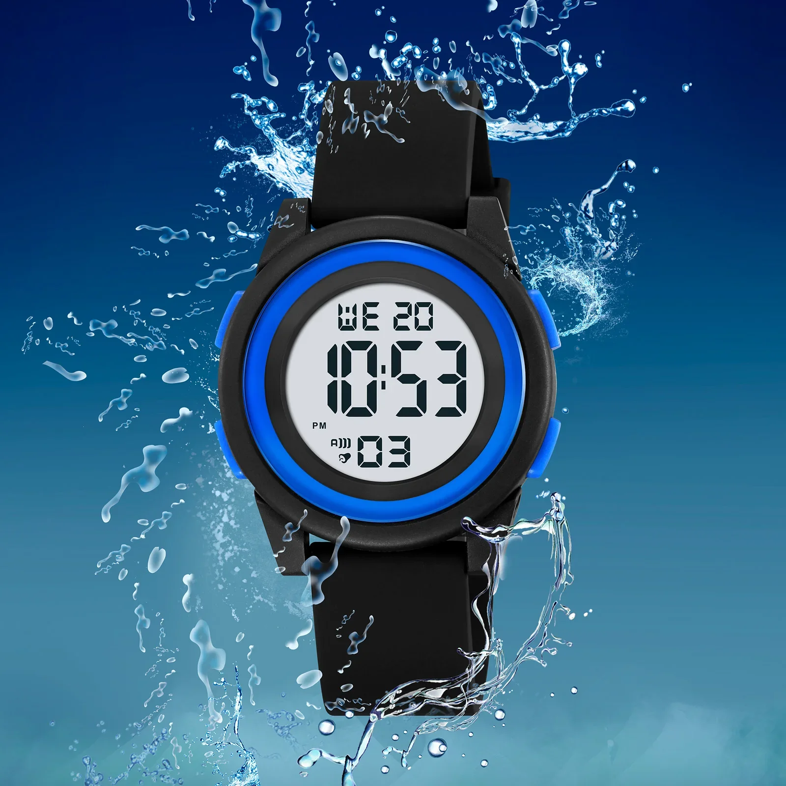 SKMEI 2429 часы 50 м водонепроницаемые наручные часы для мальчиков и девочек будильник детский цифровой светодиодный черный свет секундомер детский