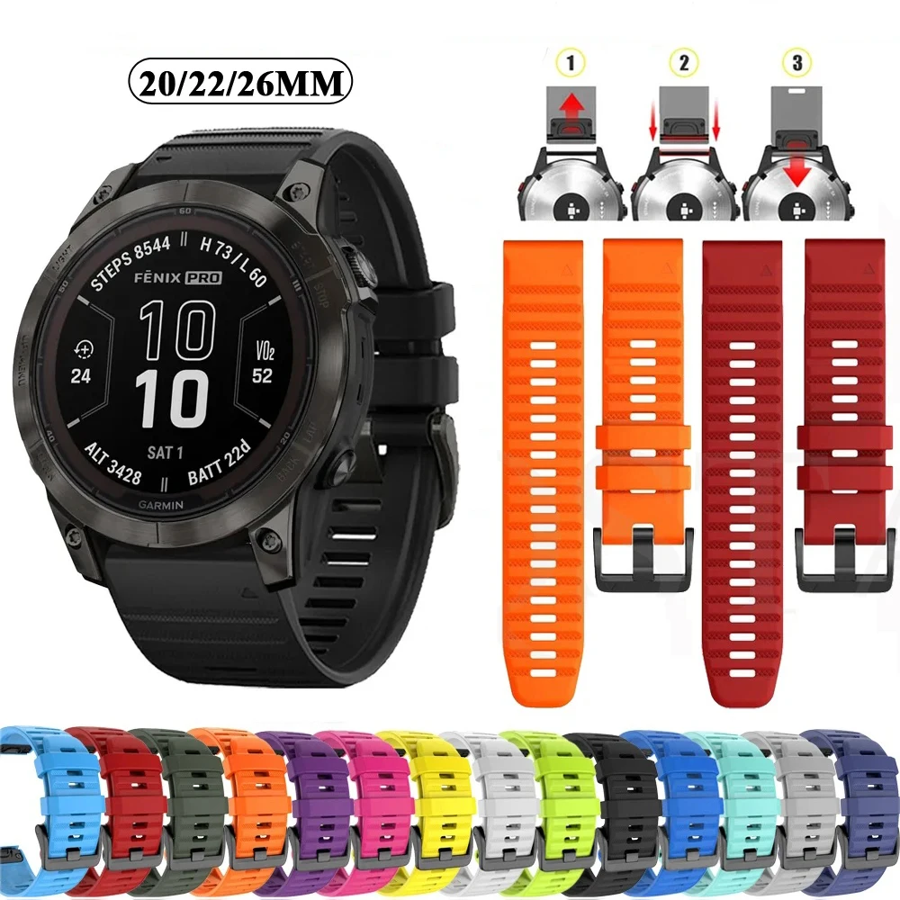 

26mm 22mm QuickFit Silicone Watch Band Straps for Garmin Epix Pro 51mm 47mm Epix 2 Smartwatch Wristbands Bracelet