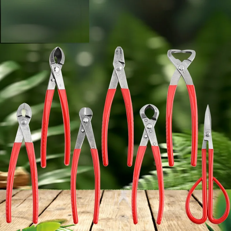 الأحمر البلاستيك الكربون الصلب حديقة بونساي أدوات شجرة فرع المقلم سلك القاطع 21 سنتيمتر شجرة أنبوب عقدة التشذيب ذو طيات