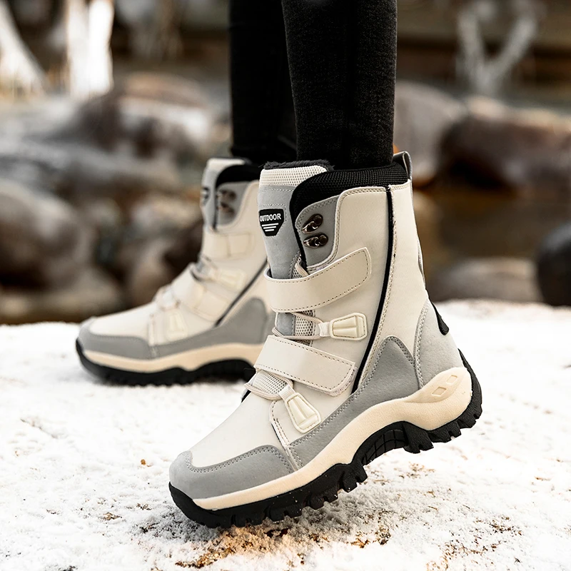 Women\'s Boots Winter 2024 High Quality Warm Cotton Shoes Mid-Calf Waterproof Snow Boots Women Thickened Plush Ladies Hiking Boot