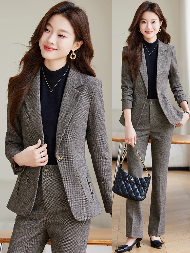 Dames Thiened wollen pak Jaet herfst winter professionele afslankende katoen inter modieuze formele kleding