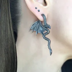 Dragon Earrings, Front Back Earrings, Stainless Steel Earrings, Gothic Jewelry, Ear Jacket, Dragon Ear Jacket, Dragon Jewelry, D