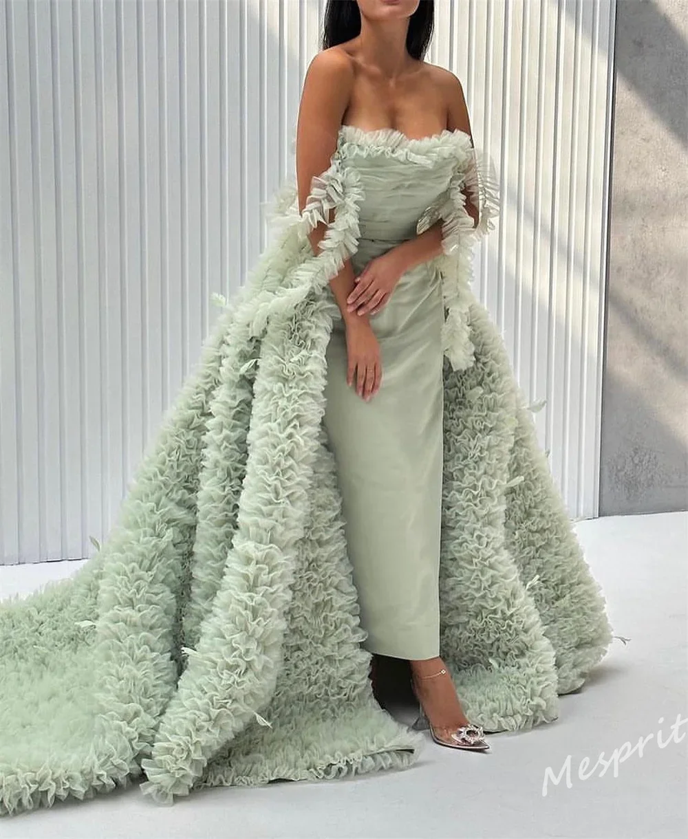 Yipeisha Elegant Off-the-shoulder Ball Gown Sweep Dresses Layered Draped Hugging Satin Customized Prom Dresses