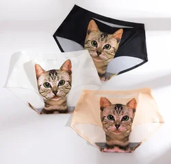 Brand 3D Cat Cartoon Girls Underwear Panties Kids Underwear Stretch Ice Silk Briefs Young Girls Underwear Calcinha Infant Panty