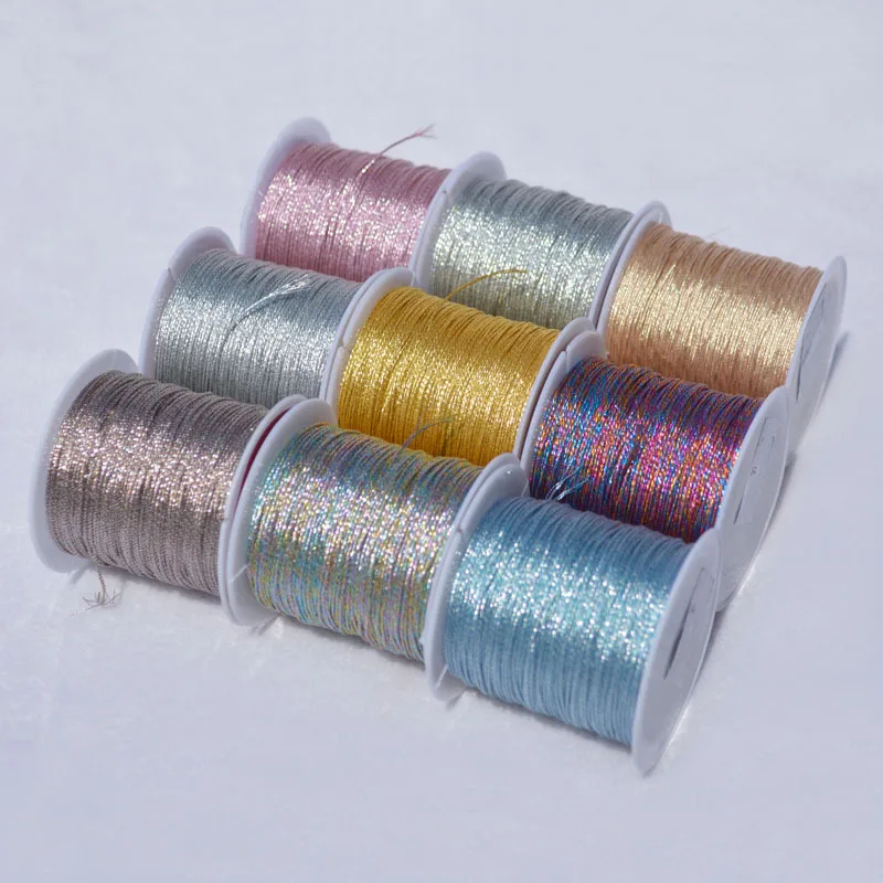 3/6/9/12 Strands 0.2-0.8mm Golden/Silvery Macrame Cord Rope Bracelet Necklace Braided String For DIY Tassels Jewelry Making