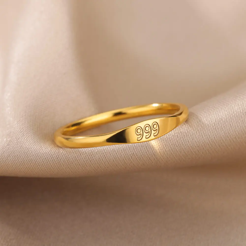Lateefah einfache Nummer Ring Herren Damen Edelstahl Ring 111 999 Engel Nummer Schmuck