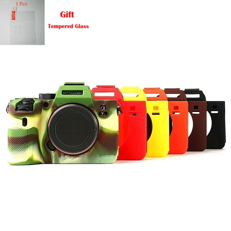 For Sony A7R4 A74 Soft Rubber Silicone Case Body Cover Protector Frame Skin Anti-drop and shock-proof  + Free Tempered Film