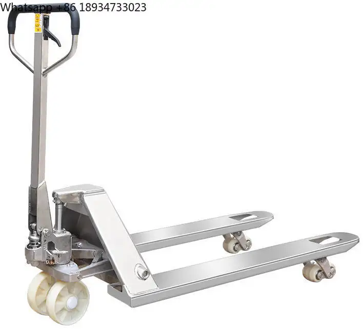 AMORY 2 Ton Stainless Steel Pump Jack Pallet Truck Heavy Duty Manual Hydraulic Forklift Nylon Wheels for Warehouse YY550N-2T-ST