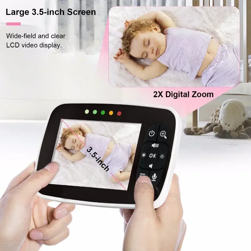 3.5 Inch Wireless Two Way Baby Monitor, Night Vision Camera  Audio,Temperature Sensor,ECO Mode,Lullabies Babystar