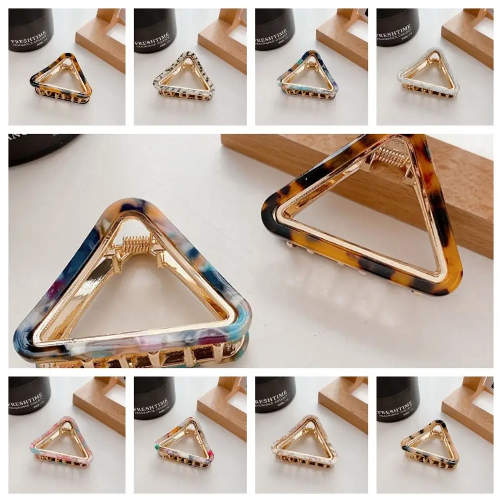 Multicolor Acetic Acid Hair Claw Small Size Korean Style Triangle Hair Crab Clip Hair Accessories Hairpin Geometry Shark Clip