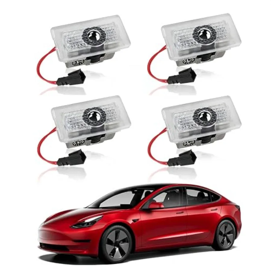 

Car Door Lights Logo Projector Compatible with Accories for Model Y 3 X S, No Fade 4K-HD Puddle Lights Car Welcome Light 3D Las