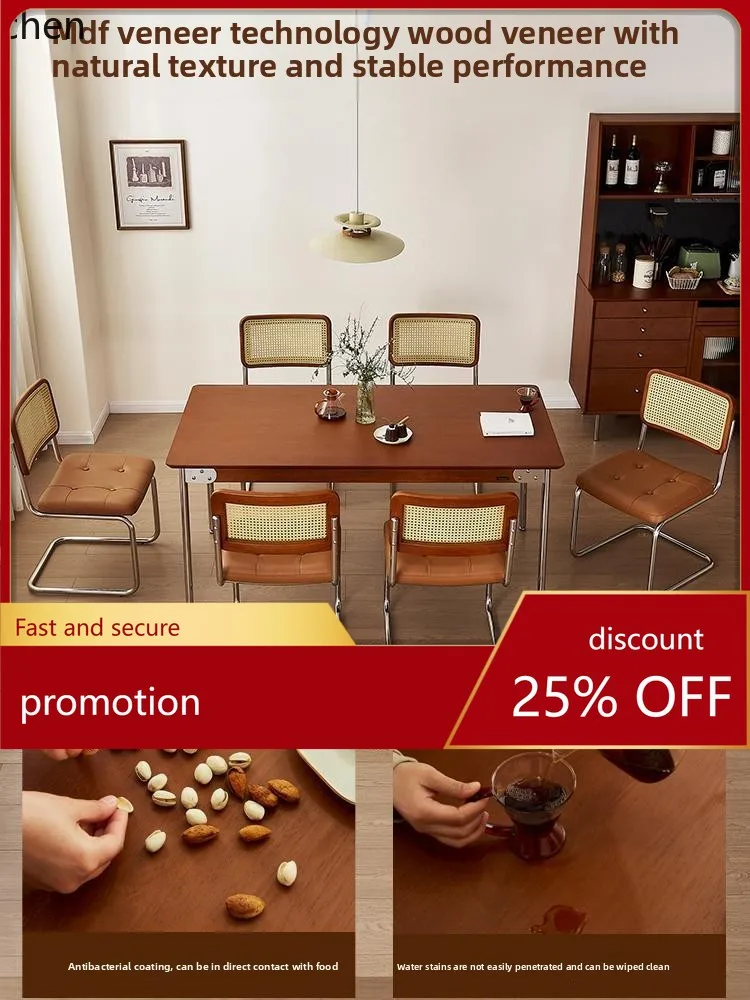 

CZ antique rectangular dining table, living room household large apartment, dining table and chair combination new