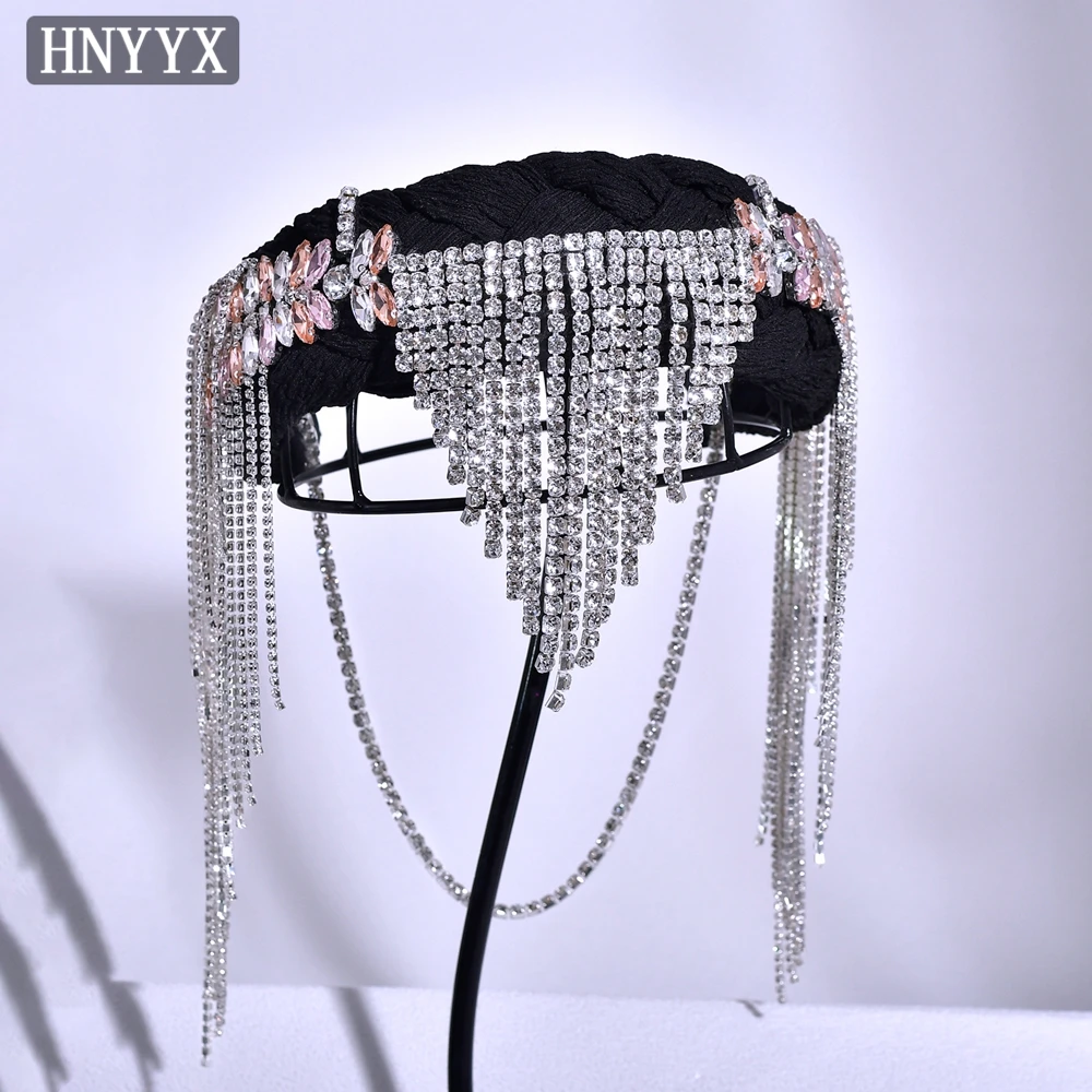 

HNYYX Luxury Rhinestone Headband Colorful Tassel Hair Hoop New Bridal Headdress Fashion Wedding Dress Hair Ornament A340