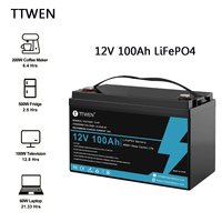 TTWEN 12V 100Ah LiFePO4 Lithium Battery Pack Backup Power 1280Wh 4000+Cycles for RV Boats Solar Trolling