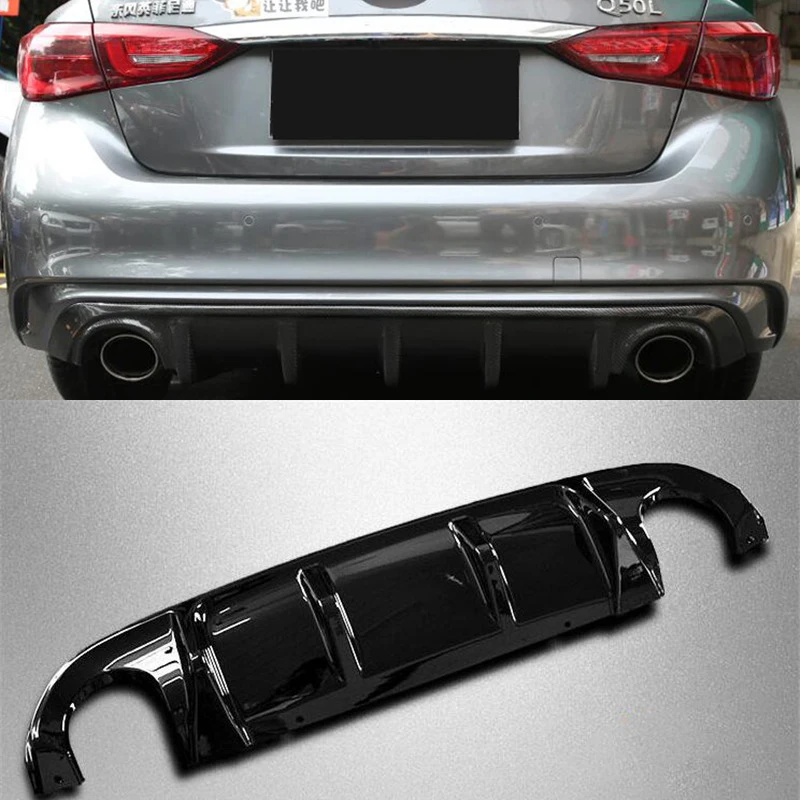 

For CAR Rear Spoiler Lip Diffuser NEW Infiniti Q50 ABS Material Collision Avoidance Separator Glossy Black Body Kit 2014-2021